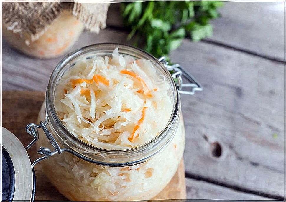 Pot with sauerkraut and parsley