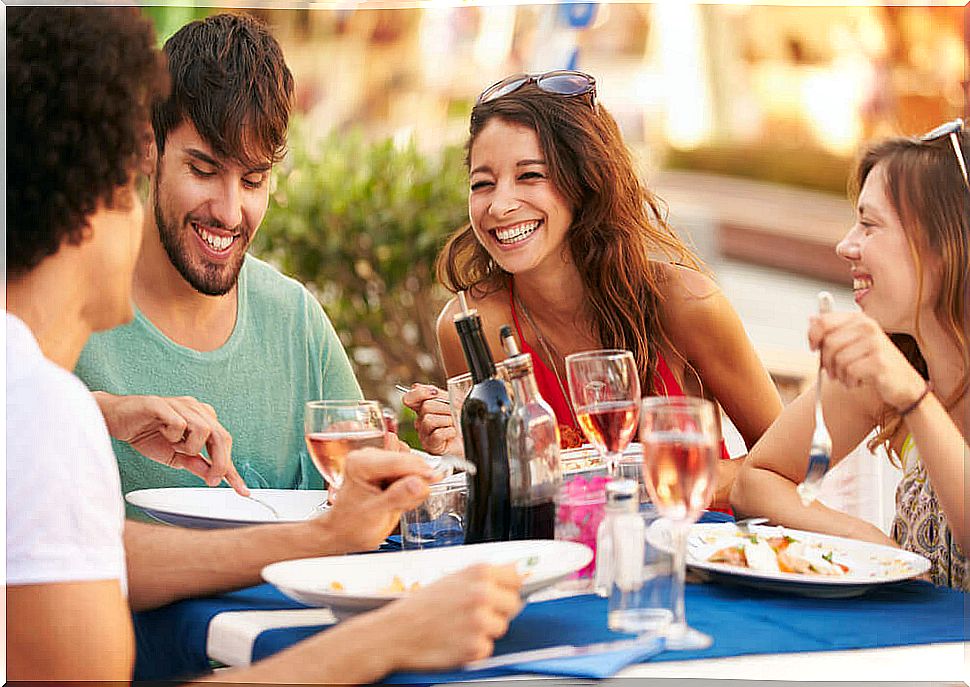 Friends sharing a meal.