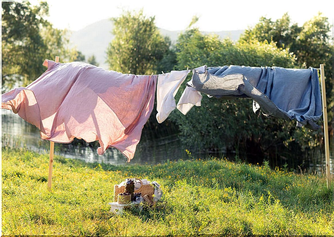 Clothes hanging to eliminate scabies in humans.