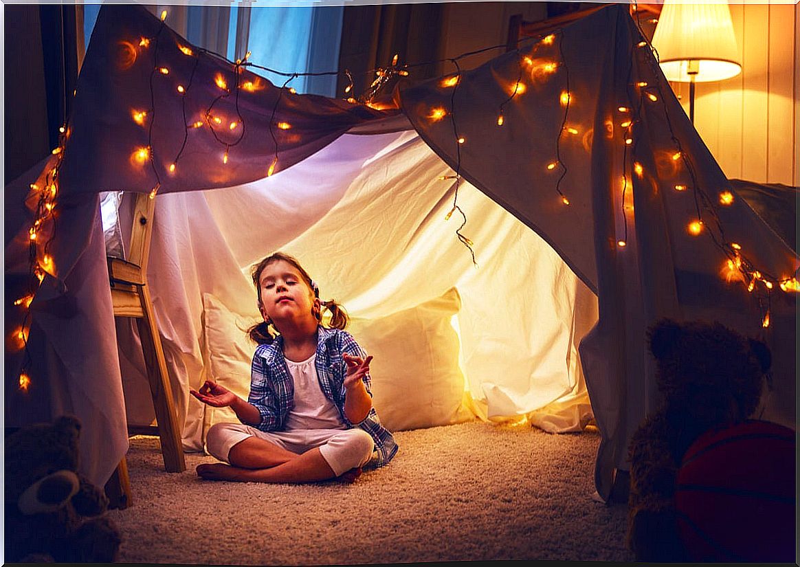 Girl relaxing in her room.