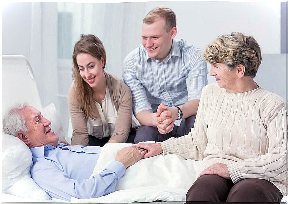 Palliative care patient with his family